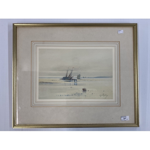 191 - Albert Proctor (British, active 1885-1904): Watercolour, 'Beached Vessel'. 9ins. x 14ins.... 