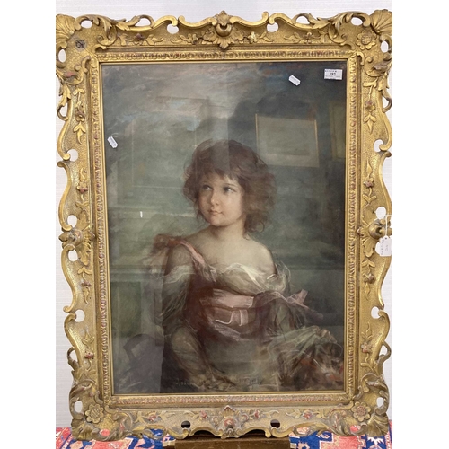 192 - Rosina Mantovani Gutti (1851-1943) Italian pastel crayon, stunning child portrait of Violet Hudson d... 