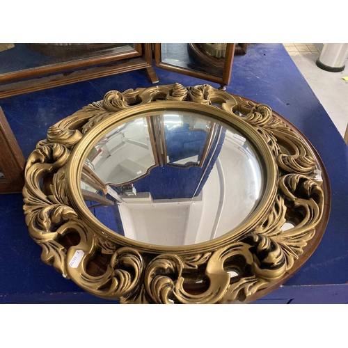 2 - Mirrors: 20th cent. Wall mirrors one Edwardian oak framed with original bevelled plate, 32cm x 38cm.... 