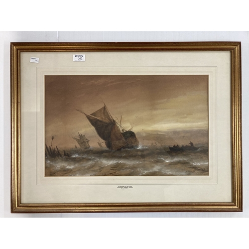 202 - Maritime Art: Richard Henry Nibbs (1816-1893) Hay Barge off the Coast, signed bottom left.... 