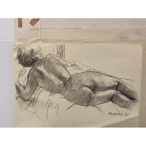 207 - Alec Wiles (1924-2021): Studies of nudes, various mediums and sizes, most signed, all unmounted and ... 