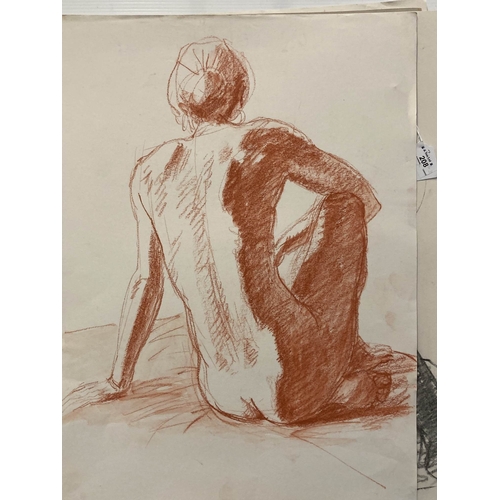 208 - Alec Wiles (1924-2021): Drawings in charcoal, crayon pencil, studies of nude females, all unmounted ... 