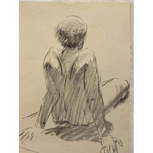 208 - Alec Wiles (1924-2021): Drawings in charcoal, crayon pencil, studies of nude females, all unmounted ... 