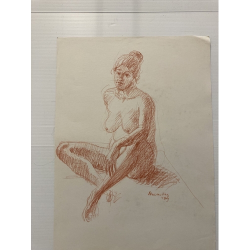 208 - Alec Wiles (1924-2021): Drawings in charcoal, crayon pencil, studies of nude females, all unmounted ... 