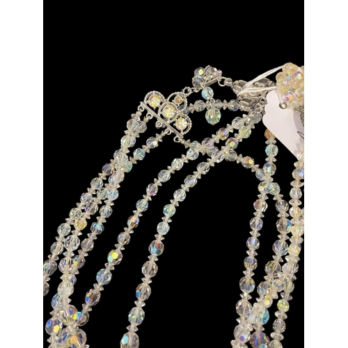 264 - Jewellery: Crystal bead necklets both triple rows. (2)