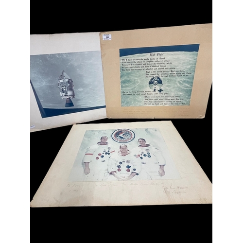 283 - Space/Apollo 15: Space/Apollo 15: Set of 3 photographs backed on card relating to Apollo 15. The fir... 