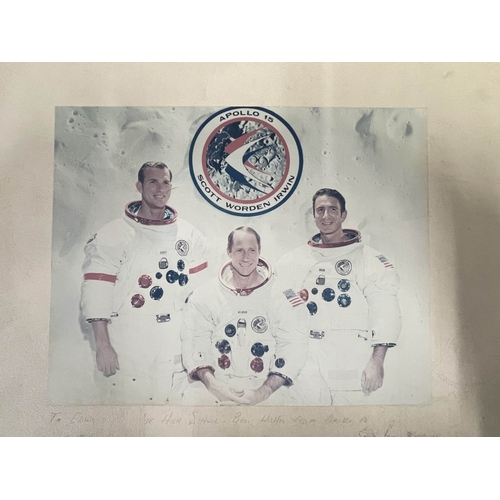 283 - Space/Apollo 15: Space/Apollo 15: Set of 3 photographs backed on card relating to Apollo 15. The fir... 