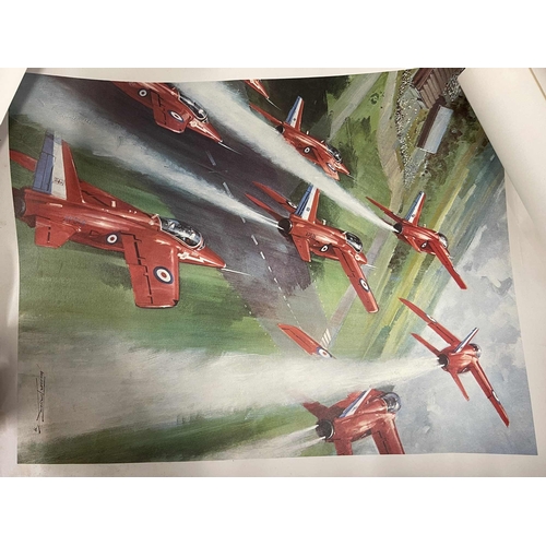 287 - Prints: Michael Turner aviation prints plus two others, Spitfires and Red Arrows. (7)