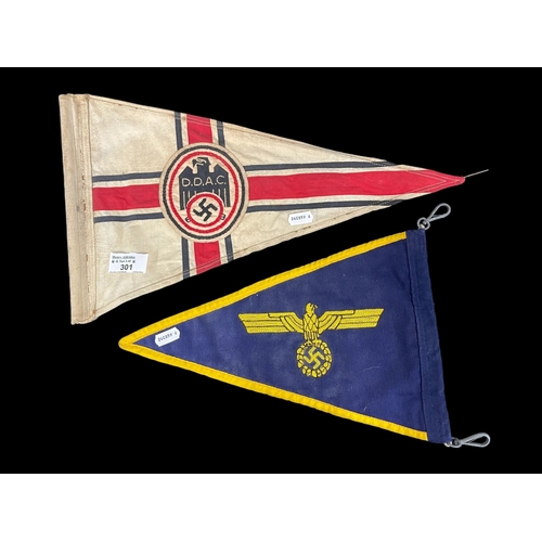 301 - Third Reich/World War Two: Kriegsmarine officers car pennant and a DDAC (German automobile club) pen... 