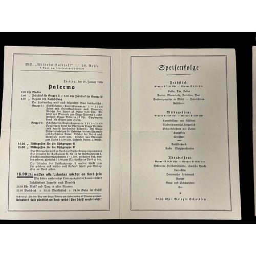 302 - Third Reich/Liner: Wilhelm Gustloff menus (2).NB MV Wilhelm Gustloff was the greatest loss of life i... 