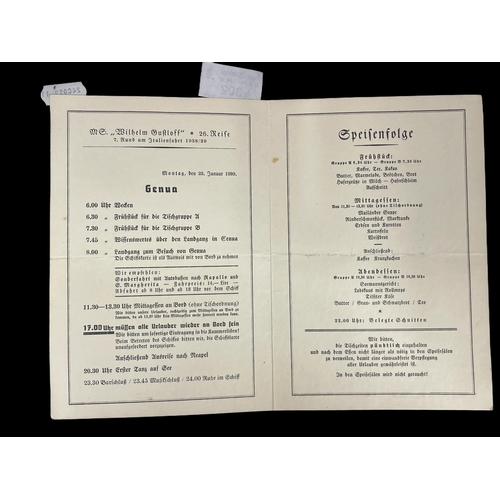 302 - Third Reich/Liner: Wilhelm Gustloff menus (2).NB MV Wilhelm Gustloff was the greatest loss of life i... 