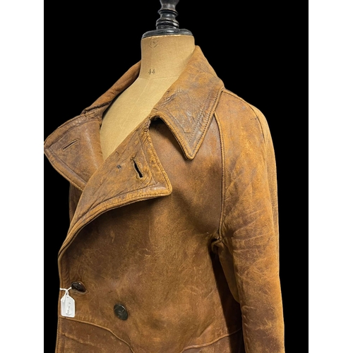 312 - Militaria: WW1 Royal Flying Corps (RFC) flying coat, private purchase tan leather flight coat button... 