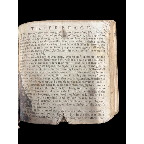 316 - Books: Late 18th cent. Leather bound book on the 'Introduction to the English Tongue'. (Condition po... 