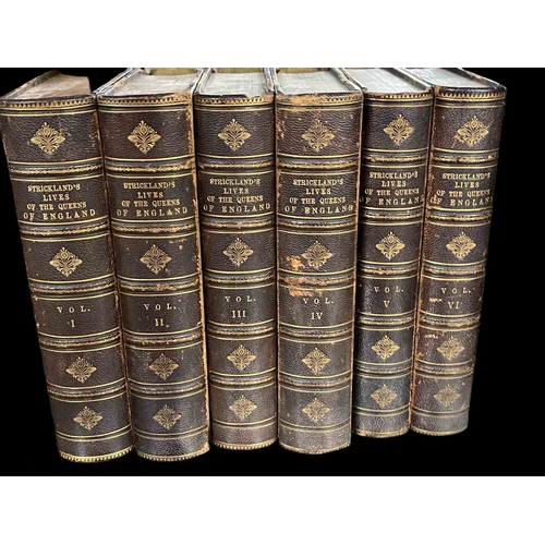 321 - Books: Strickland's Lives of The Queens of England, six volumes, volume 2 has a notation signed by t... 