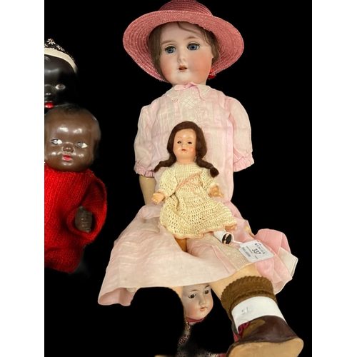 337 - Dolls: German made by Adolf Wislizenus c1910, bisque socket head, weighted blue glass eyes, open mou... 