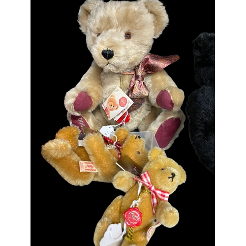 368 - Toys: 'Teddy' Herman UK bear with labels, Herman miniature bear and medium bear with labels, unboxed... 