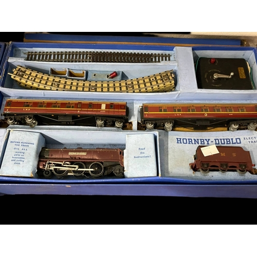 388 - Toys and Games: Hornby Dublo Boxed sets of Duchess of Atholl, LMS Passenger set blue box and freight... 