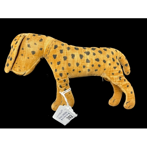 392 - Toys: Deans 'Dismal Desmond' brown velveteen spotted Dalmatian, standing position, some wear consumm... 