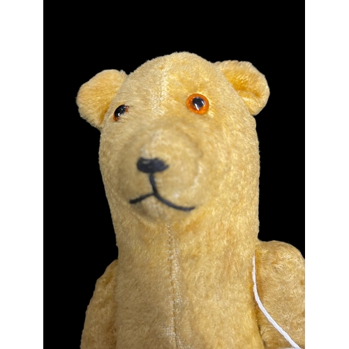 395 - Teddy Bears: 1920-1930 teddy bear, straight neck, glass eyes, straw stuffed with articulated arms an... 