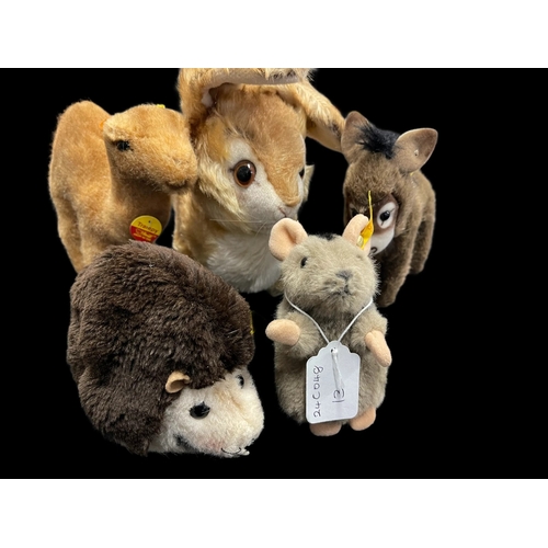 400 - Steiff Toys: Medium size rabbit, camel, dolphin and mouse.