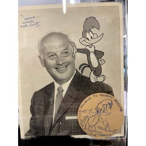 439 - Autographs: The Sheena Murcott Collection - Walter Lantz signed autograph plus caricature in blue in... 