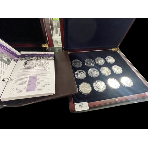 455 - Coins: Cased set of silver proof coins from Commonwealth countries of various denominations. 24 coin... 