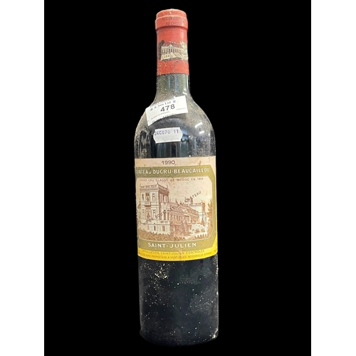 478 - Wines: Saint-Julien 1990 Chateau Ducra-Beaucaillou Grand Cru Classe de Medoc, completer paper labels... 