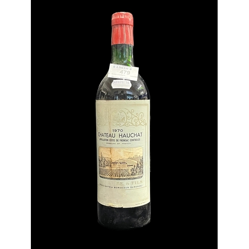 479 - Wines: Chateau Hauchat Bordeaux 1970, appellation Cotes de Fronsac Controlle with paper labels and s... 