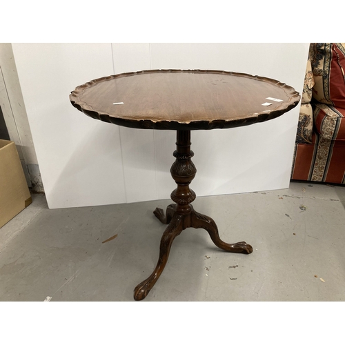 48 - Furniture: 19th cent. Mahogany pie crust circular side table, tapestry stool, etc. (3)