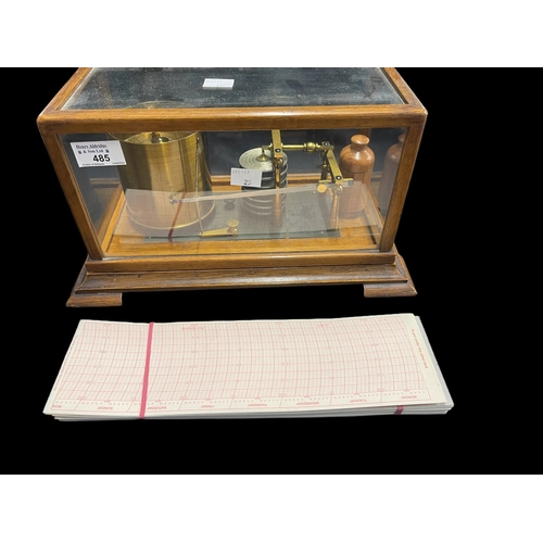 485 - Mid 20th cent. Barograph, unsigned, oak and glass case. 12ins. x 7ins. x 6ins.