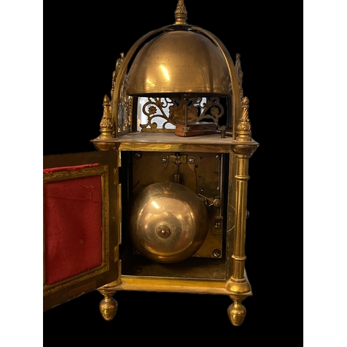 496 - Clocks: 20th cent. German brass lantern clock Winterhalde & Hofmier c1900 8-day chiming and quar... 