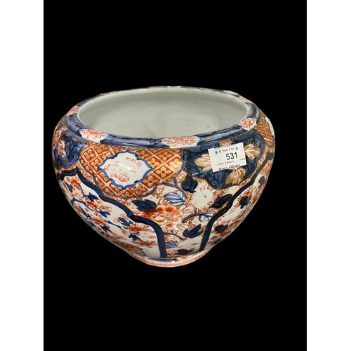 531 - Japanese: Period planter painted in an Imari style with gilt overlay. 2.8cm diameter.