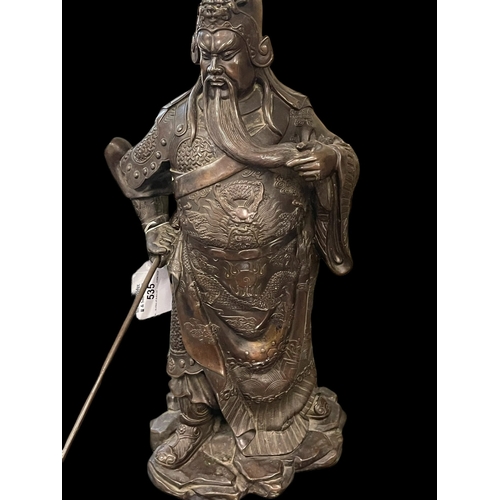 535 - Bronze: Early 20th cent. Bronze figure of a Chinese Fengshui Guan Gong Yu Warrior God with a removab... 