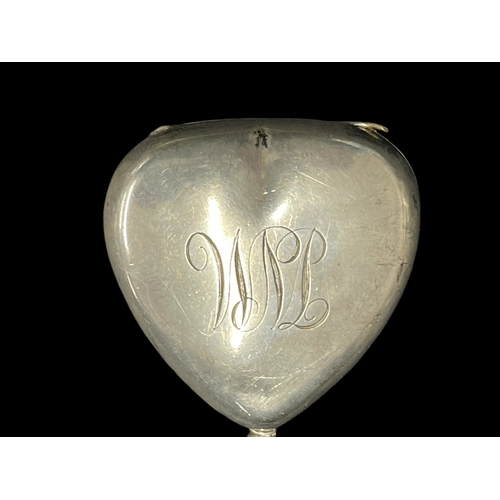 545 - Hallmarked Silver: S. Mordan Everpoint propelling pencil, London 1927, together with a heart shaped ... 