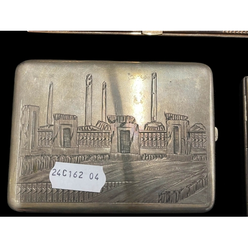 547 - Metalware: White metal and Polish, silver card cases, one enamelled. Approx. 11oz. Inclusive. Plus a... 