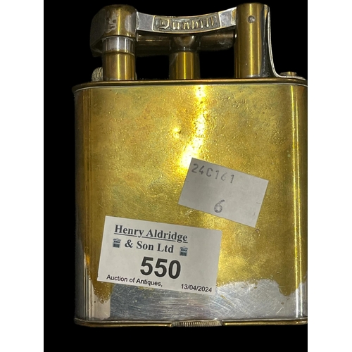 550 - Smoking Requisites: Oversized Dunhill lighter, presentation inscription dating to 1937, 10½cm. Missi... 