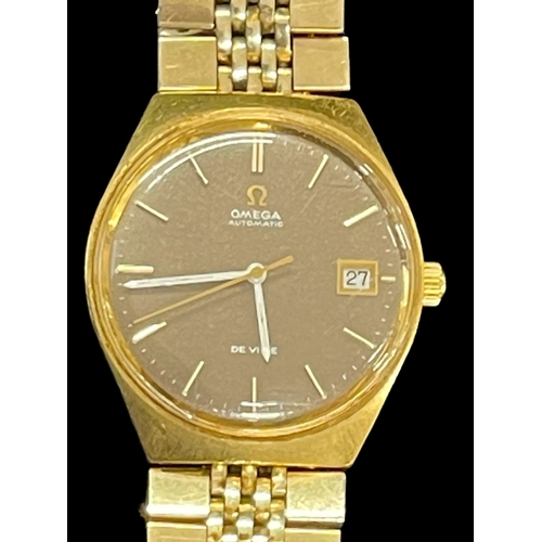 574 - Watches: Men's Omega de Ville automatic watch yellow meal case with brown dial fitted with original ... 