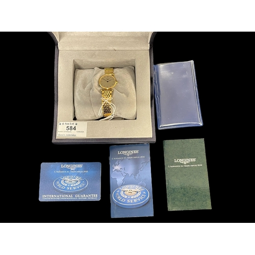 584 - Watches: Ladies Longines Grande Classique wristwatch on integral strap complete with original box, p... 