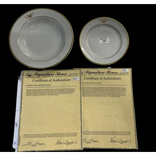 607 - American Political Interest: President John F. Kennedy soup bowl and side plate manufactured by Shon... 