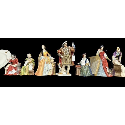 615 - Ceramics: Ceramics: Royal Doulton Figurines - Henry VIII HN3350, Jane Seymour 33499, Anne Boleyn 323... 