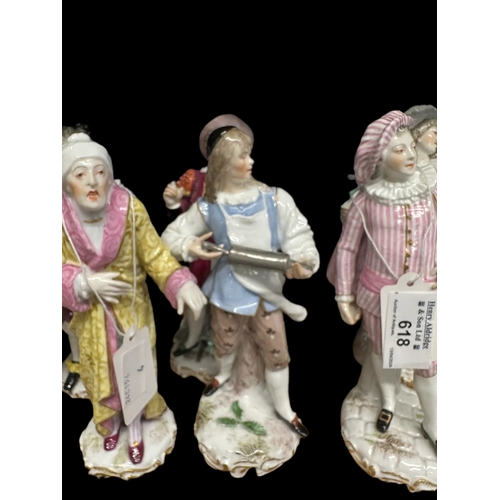 618 - Ceramins: Ceramins: German Gilesian figures, Scapin, Imaginana, Crispin, Iurlsin, Silesian, Apotheca... 