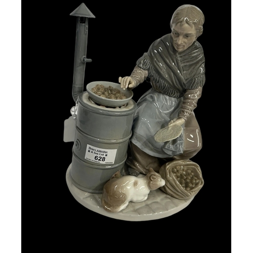 628 - Lladro: Chestnut seller, impressed mark L.S.J. 10ins. Lladro wistful accordion player. 9ins.... 