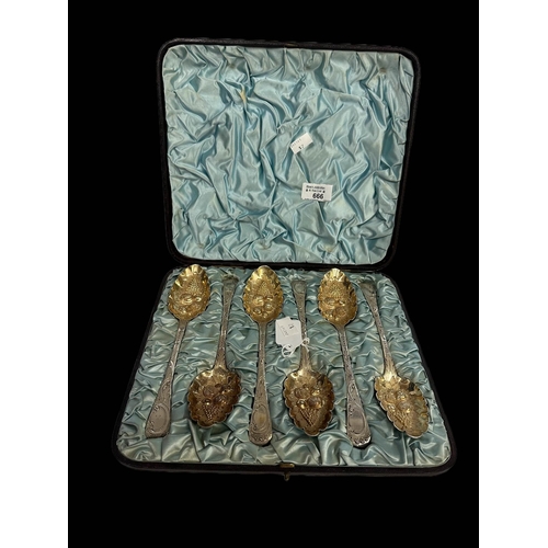 666 - Silver: Tablespoons by Thomas Barker, London 1810 in fitted box each later embossed with berries to ... 