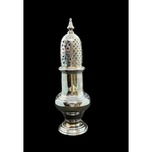 670 - Silver; Baluster shaped sugar caster, Mappin & Webb, Sheffield1973, 20cm. 7.3ozt.