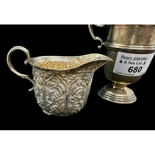 680 - Hallmarked Silver: Pair of pierced dishes, Birmingham 1897, a silver two-handled trophy cup, Birming... 