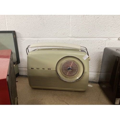 7 - Radios: Mid 20th cent. Bakelite cased radios including Bush D.A.C. 90A, Bush TR82C, Philips 82G81U, ... 