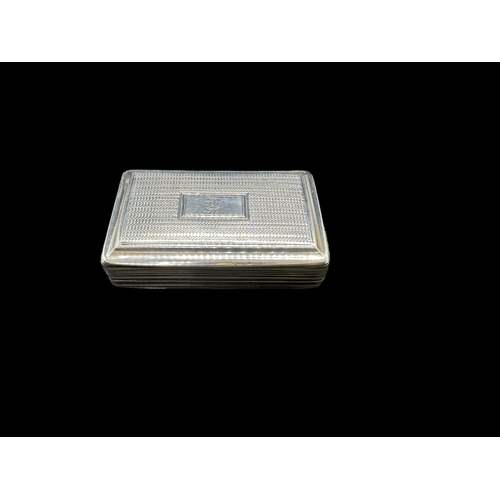 701 - Hallmarked Silver: Reeded silver rectangular snuff box with gilt interior, John Bettridge, Birmingha... 