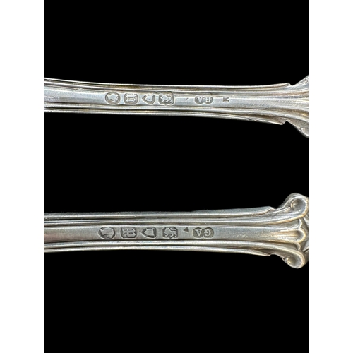 704 - Hallmarked Silver: Victorian flatware two tablespoons, one fork and one teaspoon all hallmarked Lond... 