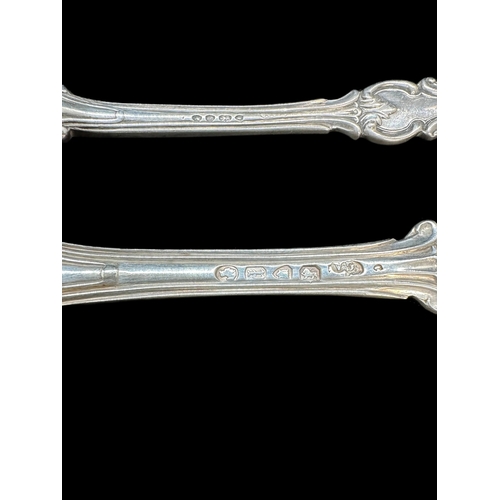 704 - Hallmarked Silver: Victorian flatware two tablespoons, one fork and one teaspoon all hallmarked Lond... 