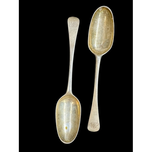 705 - Hallmarked Silver: Scottish Provincial tablespoons by John Steven of Dundee c1750, a pair. 22½cm. 5.... 